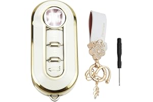 ZIGEFOFO Guscio Cover Chiave in Silicone per Fiat 500L 500 500C Ducato Doblo Panda Punto Evo Lancia Delta Grande Bravo Fiorino Qubo Scudo Stilo 3 Tasti Telecomando Auto Custodia Portachiavi Coprichiave Bianco