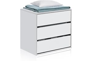 duehome | Cajonera Armario, Cómoda con Tres cajones, Modelo Vera, Acabado en Blanco Mate, Medidas: 60 cm (Ancho) x 57 cm (Alto) x 44 cm (Fondo)