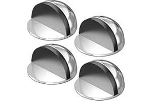 Newaner 4 pezzi fermaporta, fermaporta in acciaio inossidabile non perforato con paraurti in gomma, fermaporte per tutti i pavimenti duri per proteggere porte, pareti e mobili (argento)