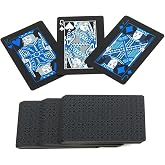 SPELT İskambil Kağıdı Destesi Oyun Kartları Su Ge&ccedil;irmez PVC Parlak Siyah Deste 8,7cm x 5,7cm 54'l&uuml; (Mavi)