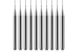 Timelee 1/8" Shank CNC Router Bits 0.5mm Cutting Diameter Carbide End Mill Engraving Milling Cutter CNC Bits for PCB Machine Pack of 10
