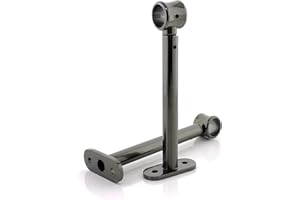 GIRASOLE HOME Staffa Regolabile Lunga 165mm per Asta 2 Pezzi in Alluminio Resistente per Bastoni dal Diametro di 18-20 mm (Nichel Nero)