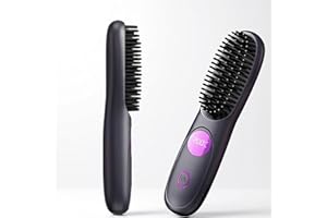 GENERIC Go Brush Pro UK Cordless Hair Straightener Brush – Portable Rechargeable Ceramic Styling Brush with 3 Adjustable Heat Modes for Smooth, Everyday Styling (Black)