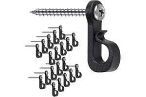 SELEWARE Lot de 20 crochets en forme de Q avec vis Phillips pour garage, fête du Nouvel An en plein air et lumières LED à dégagement facile, capacité de 18 kg, vis large