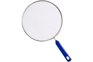 NETSPOWER 21cm Protection Anti-Éclaboussures Couvercle Anti Projection Acier Inoxydable Écran Anti-Projections Poêle à Frire Protecteur Écran Splatter Couverture Couvercle Anti Eclaboussure avec Manche Silicone