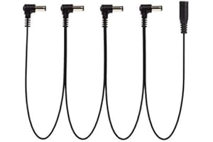 Yius Guitar Effect Pedal Power Supply Cable, 9V 2A Musical Cord Effect Pedal Cable Chain, 3/4/5-Way Plug Daisy Chain Power Cable for Electric Guitar Adapter(4way)