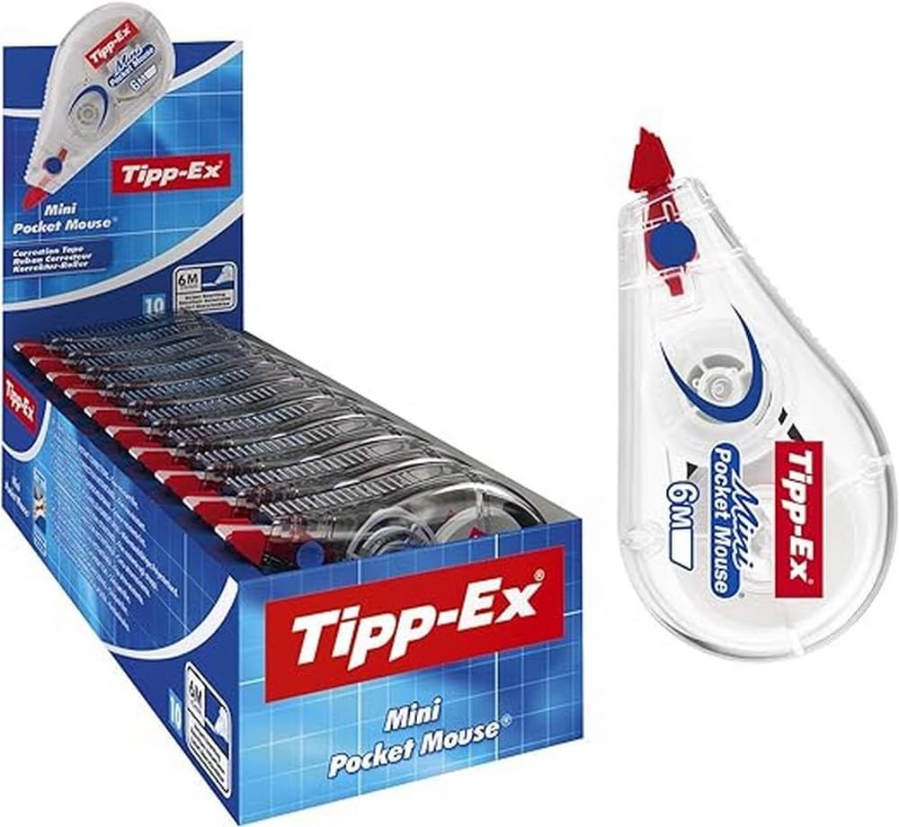 Tipp-Ex Correction Mini Pocket Mouse Rubans Correcteurs (Très Résistants) - Parfait pour l'Ecole et au Bureau, Blister Format Spécial - 6 m x 5 mm, Boîte de 10