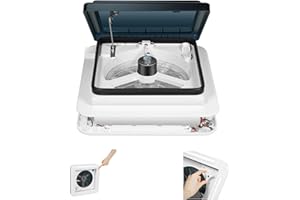 BAOCHADA 28x28cm Dachluke Wohnwagen,Dachklimaanlage 12V mit t LED-Licht & Abluftventilator,Wohnmobilventilatoren Dachhaube Geräuscharmer, Klimaanlage Wohnmobil vor UV Strahlen