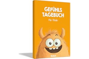 Edubini Gefühlstagebuch Kinder [6-12 JAHRE] - Tagebuch Mädchen & Jungs - Gefühle Buch Kinder für Umgang mit Emotionen und ein gutes Gefühl, Dankbarkeitstagebuch für Kinder (inkl. 10 Spiele) - Orange