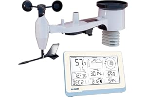 ECOWITT stazione meteo con sensore esterno WS3800, 7 in 1 energia solare Wifi casa stazione meteo unità WS69, 7.5 pollici giardino Indoor Colore LCD Console, IOT controllo intelligente di collegamento
