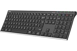 Arteck Universal Bluetooth Keyboard Stainless Steel Full Size UK Layout Wireless Keyboard for Windows, iOS, Android, Computer Desktop PC Laptop Surface Tablet Smartphone Built in Rechargeable Battery