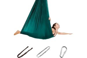 NEWAUSEN Aerial Yoga Hängematte Set, elastischer Polyesterstoff, inkl. Haupttuch + Verlängerungsgurt + Karabiner, 200 kg Belastbarkeit, kindersicher & rutschfest, mit PE-Reißverschlusstasch