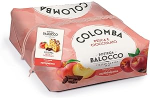 BOTTEGA BALOCCO - Colomba con Pesche e Cioccolato 750gr - Incartata a Mano - Realizzata in collaborazione con Agrimontana