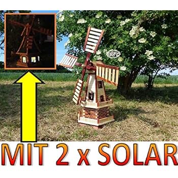 Große windmühle, Gartenwindmühle 130 cm, zweistöckig 2 Balkone aus Holz