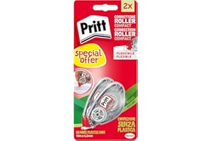 Pritt Flex Roller, Bianchetto a nastro per coprire ogni errore, Correttore a nastro riscrivibile, Cancellino a nastro per frasi e lettere singole, Confezione da 2 (4.2mmx10m)