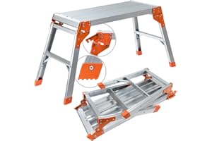 Craftfull Plateforme de Travail CF-107A | Échafaudage de 3 étapes - Échelle en Aluminium - Pliable - Jusqu'à 150 kg - Plateforme de Travail avec échafaudage - Escabeau - Établi