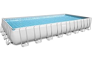 ‎BESTWAY Bestway Power Steel Frame Pool Komplett-Set mit Sandfilteranlage 956 x 488 x 132 cm, lichtgrau, eckig