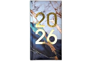 Orbitron 2026 Diary Slim Size Week to View Diaries Full Year Journal Calendar Planner (Marble)