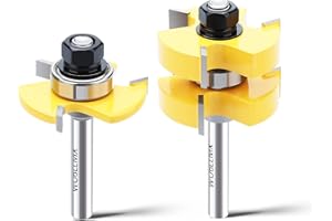 WOBLLMX Lot de 2 fraises à rainurer et tongue - Tige de 8 mm - 3 dents réglables - En forme de T - Pour le travail du bois