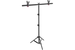 Treppiede Pieghevole Nero Treppiede Luce Professionale 3.5 Metri - Supporto Per Faretti, Box Luce Con Traversa T, 25 Kg Portata Barra Stabilizzatrice Y10 - Foto 3