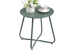 ‎HOLLYHOME HollyHOME Beistelltisch Outdoor Balkontisch Klein Gartentisch Rund Beistelltisch Metall Wetterfest Loungetisch Outdoor Couchtisch für Patio Terrasse Wohnzimmer, Grün