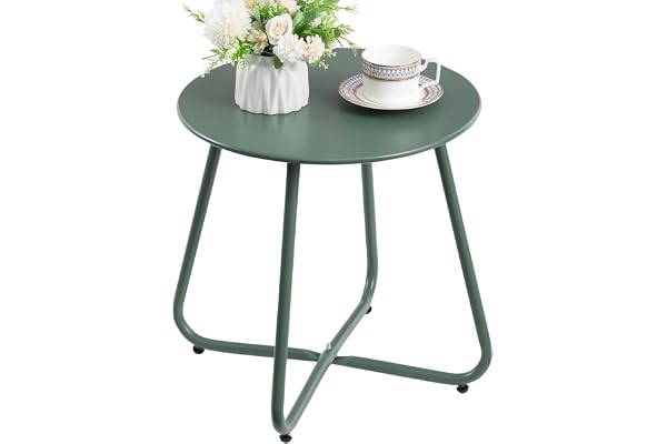 HollyHOME Petite Table Exterieur Table Balcon Ronde Tables d'appoint de Jardin & Patio Tables Basse Métal, Vert