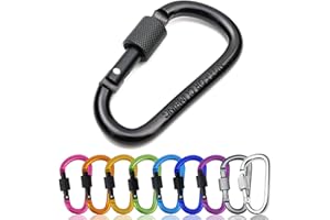 EHIOG Aluminum Alloy D-Ring,Heavy Duty Caribina Clip D Shape Keychain Hook Locking Carabiner Swivel Spring Clip,for Camping Hiking Fishing Outdoor, Fishing, Traveling