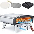 EROMMY Gas Propane Pizza Oven Outdoor with 360° Automatic Rotating Function & 14 Inch Pull Out Pizza Stone, Including Pizza Peel, Carry Bag, Gas Hose & Regulator, Adjustable Temp Dial for Grill