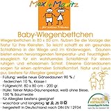 Maxi und Moritz – Baby Wiegenbettchen – 80 x 80 cm – 90% Daune / 10% Federchen – Deutsches Qualitätsprodukt – 975.21.002 - 3