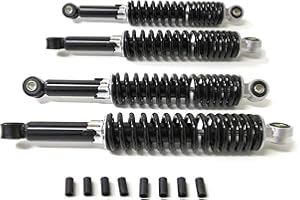 STREETPARTS24 Stoßdämpfer Set 280mm + 300mm Schwarz passend für Simson Duo, Schwalbe, Star KR51, SR4 | 5-fach verstellbar | Tieferlegung | Hydraulisch gefedert