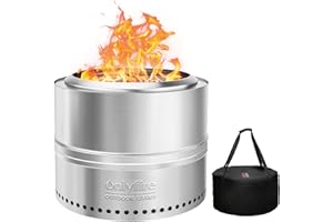 Onlyfire Tragbare Feuerstellen mit Aufbewahrungstasche, 50cm Fire Pit aus Edelstahl, Abnehmbarer Aschekasten, Feuerschale zur Raucharmen Holzverbrennung, Feuerstelle Terrasse, Outdoor, Garten
