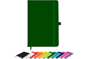 Savvy Bee Blanco Basic A5 Unlined Plain Page Notebook New Hardback Journal with pen loop, elastic closure, ribbon marker and pen loop Notepad Note Book Notes Diary Pad (Dark Green)