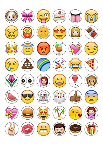 Esspapier-Emojis zum Dekorieren von Kuchen und Torten, 48 Stück