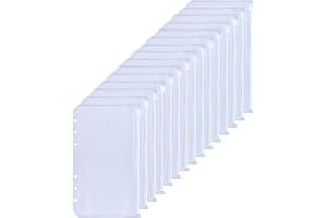 HAUTOCO 15Pcs A6 Zipper Budget Binder Pockets, 6-Hole Plastic Binder Zipper Folders, Loose Leaf Bags for A6 Budget Binder Cash Envelopes Documents Bills Money Organiser Money Saving Wallet