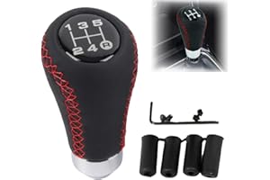 Yuiturt Pommeau de Levier de Vitesse Universel 5 Vitesses, avec 4 Adaptateurs compatible 8mm 10mm 11mm 12mm, L'adaptateur de pommeau de levier de vitesses pour voiture avec boîte de vitesses