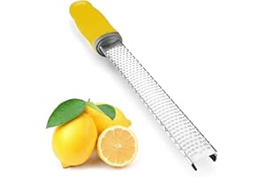 iNeibo Zesteur Râpe à Fromage en Acier inoxydable avec Housse de sécurité - Jaune