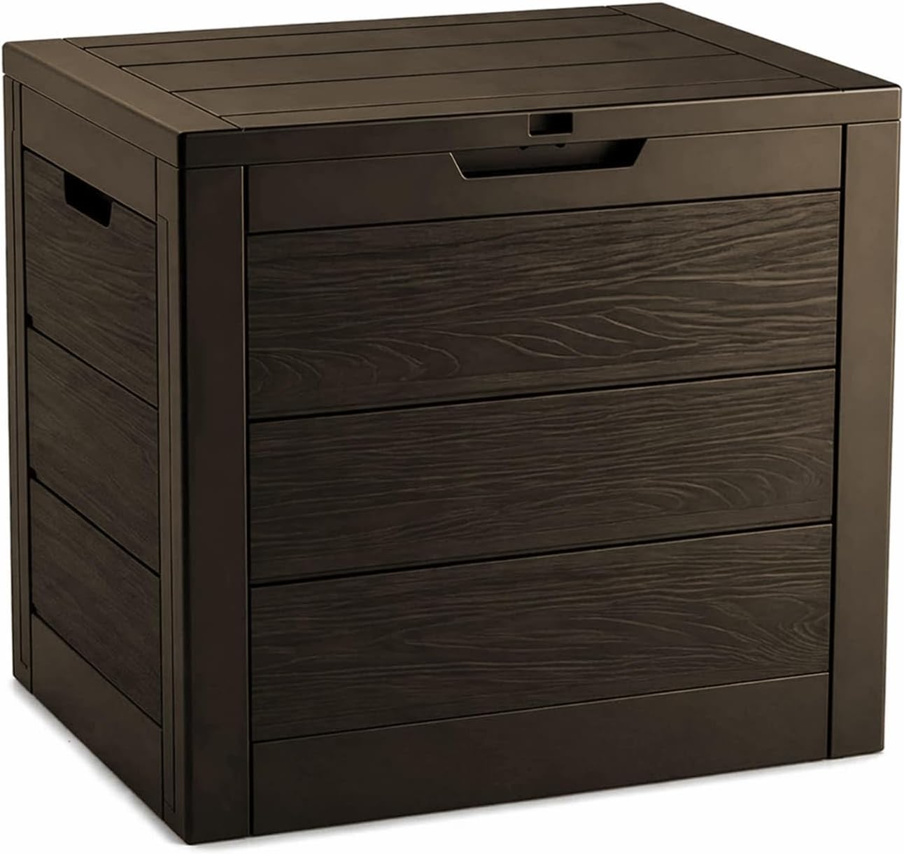 Outdoor Storage Box, 35 Gallon Deck Box, 132 Litre Waterproof Resin Storage Bin for Patio Cushions, Gardening Tools, Accessories, Lockable, UV Resistant Garden Chest Utility Handles Lid (Brown)