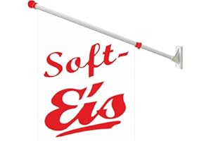 AGENTUR WERNER KUHLINS Werbeflagge (Fahne mit über 50 Varianten, Text und Bild, z.B. Eis, Döner, Kaffee, Crepes, Waffeln, Pommes uvm.) Ideal für Kiosk, Restaurant oder Kirmes, weiß (Softeis)