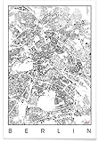 JUNIQE® Poster 20x30cm Berlin Schwarz & Weiß - Design „Berlin Map Schwarzplan“ (Format: Hoch) - Bilder, Kunstdrucke & Prints von unabhängigen Künstlern - Kunst & Bilder von Berlin - entworfen von Hubert Roguski