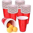 WP WANNA PARTY Game Pong Glasses Red Color/Pong Cups with A Ball-Set of 20.Fun Games Perfect for Bachelors/Bachelorette Party/Cocktail Party