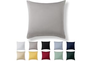 Alreya Poszewka na poduszkę 80 x 80 cm, jasnoszara, 100% bawełna, poszewka na poduszkę 80 x 80 cm, dżersej, super miękka poszewka na poduszkę 80 x 80 cm, z zamkiem błyskawicznym