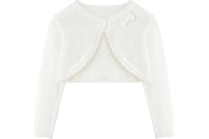 Domee Girls Knitted Cardigan Cotton Bolero Shrug Long Sleeve Solid Colour