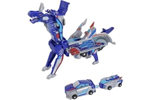 Zenova Collision Transforming Dinosaur Car Toy, 2 Magnetic Cars Transform into Dinosaur Toys for Kids Toddler,Fun Deformation Robot Dino Car Christmas Birthday Gift Toys for Boys Girls (Blue)