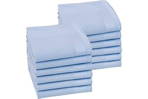 HOULIFE Mens Handkerchiefs - Ladies Handkerchief, Solid Colour Hankerchiefs, 100% 60S Cotton Soft Hankies for Dad Grandad Women Wedding, 40x40cm/16x16’’, 6/12 Pieces