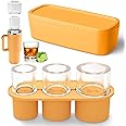 House of Quirk Ice Cube Tray for Stanley Ice Mold Tumbler Cup 950-1200ml, 3 Sizes Silicone Ice Cube Molds with BPA Free, Tumbler Ice Mold for Chilling Whiskey, Cocktails, Drinks, Coffee (Yellow)