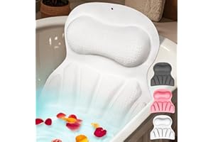 BINGYOUTH Badewannenkissen, 4D Badekissen für die Badewanne mit 35 leistungsstarken Saugnäpfen, Ergonomisches Luxus-Badewannenkissen Stützt Kopf, Nacken, Schultern, Rücken, passend für alle Badewannen Weiß