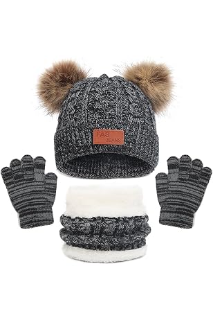Bonnet D'hiver Enfant à Pompon - Taille Unique 2-7 Ans - Doublure Polaire Chaude, Rayures Colorées - Cadeau Noël Garçon Fille