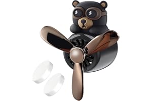 SUNSHINE SMILE Bär Pilot Auto Lufterfrischer, Lufterfrischer Auto mit 2 Dufttabletten, Auto Aromatherapie Diffusor, Car Diffuser Auto, Vent Clip Auto, Clip Medaillon Schwarz