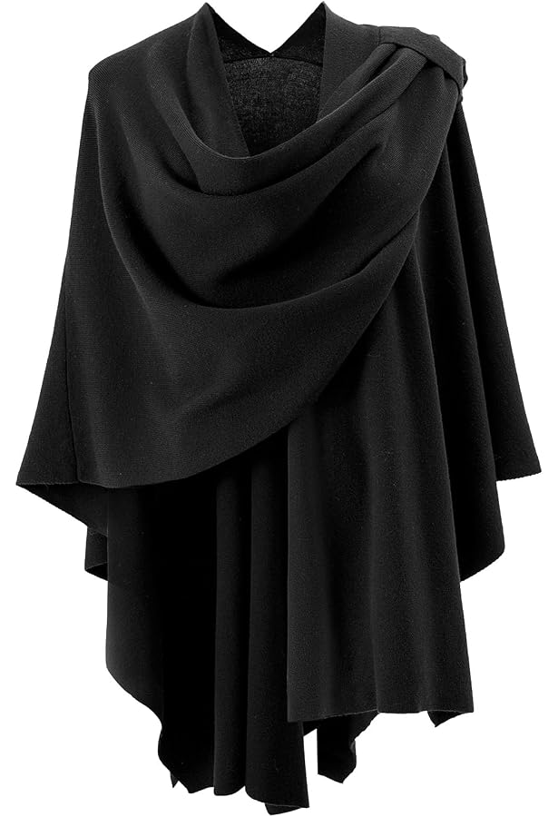 Poncho Châle Femme - Tricoté, Drapé, Croisé - Cape Cardigan Pour Temps Froid Ou Bureau
