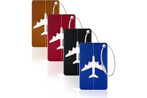 VicloonEtykieta walizki podróżne, aluminiowe etykiety bagażowe z imieniem i nazwiskiem na dowód osobisty do bagażu identyfikacyjnego, 4 szt.